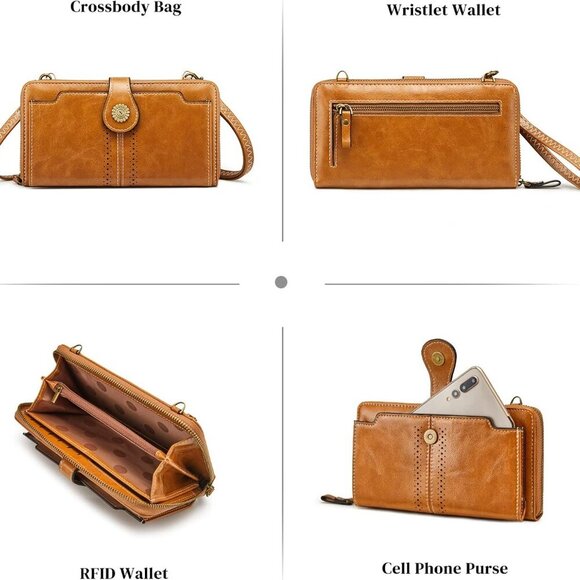 Vegan Leather Crossbody Bags for Women Small Cell Phone Purse RFID Blocking Clut - Picture 6 of 6